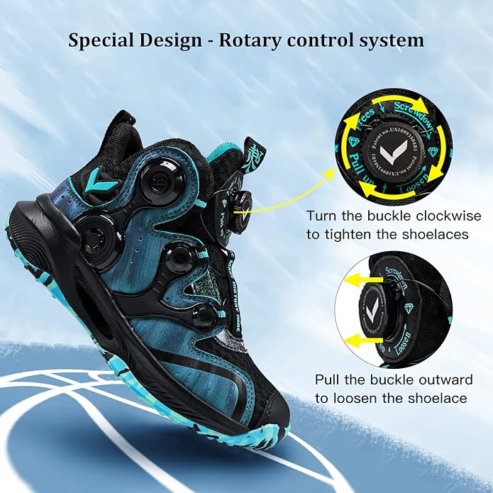 VITUOFLY Kids Basketball Shoes Boys Air Cushion Sneakers Girls Mid Top School Hoops Shoes Non-Slip Outdoor Sports Running Gym Comfortable Durable Little Kid/Big Kid