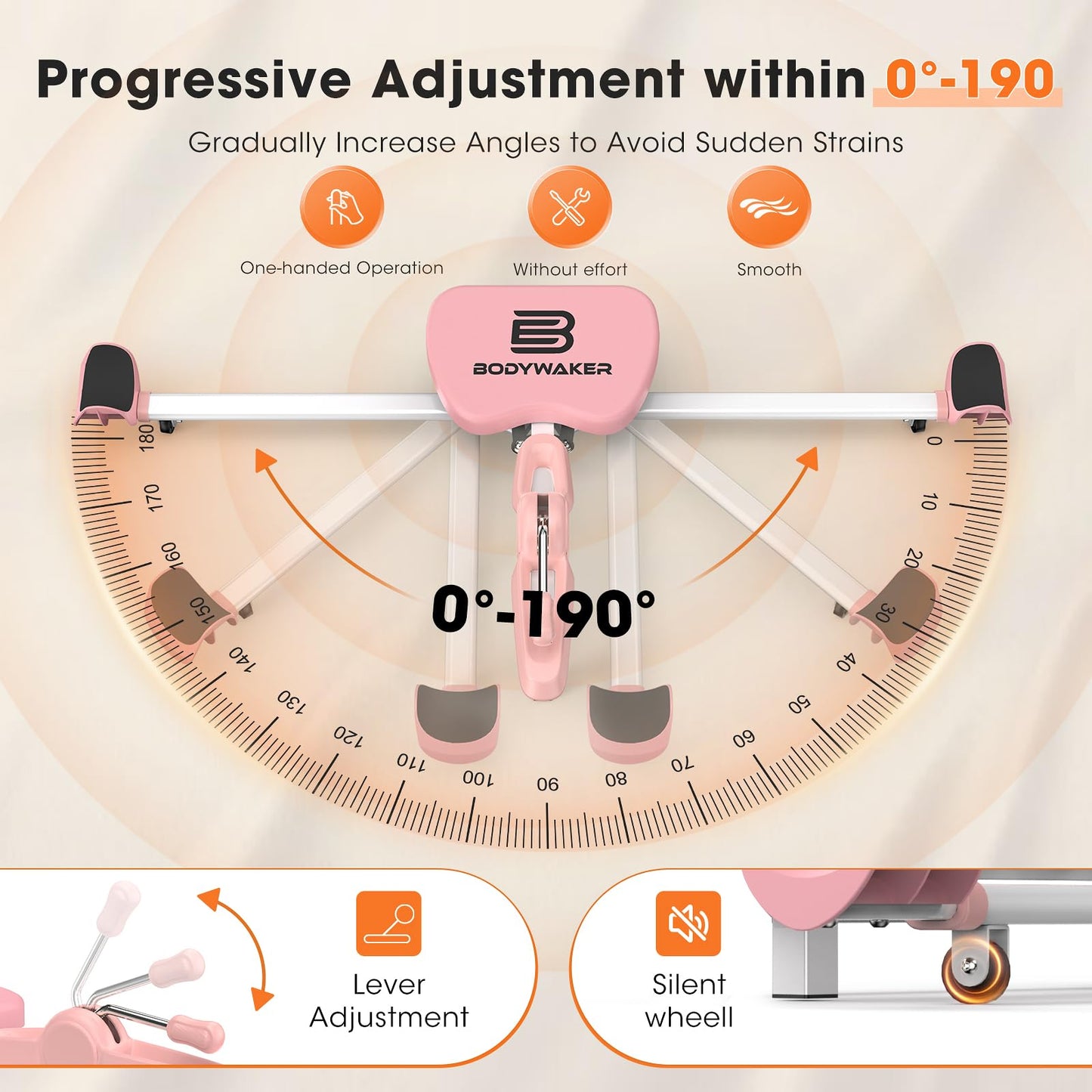 BODYWAKER Leg Stretcher Machine - Professional Split Trainer for Dance, Ballet, Gymnastics,Yoga - Flexibility Training Equipment for Splits, Kicks & Stretching (Pink)