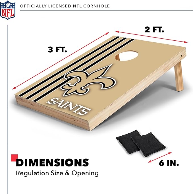 NFL 2' x 3' Solid Wood Cornhole Set with Direct Print HD Team Graphics – Great Gift for Any Football Fan! Bean Bag Toss Family Outdoor Games