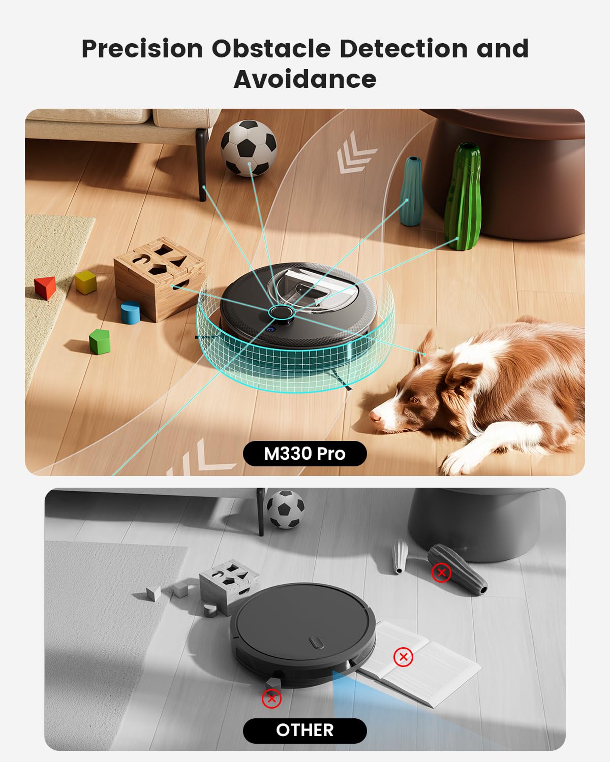 Lefant LiDAR Robot Vacuum and Mop, Smart Mapping and Obstacle Avoidance, Tangle-Free Pet Hair, 2.4G/5G WiFi App Control, Slim Design for Wider Coverage, Carpet Detection, M330 Pro