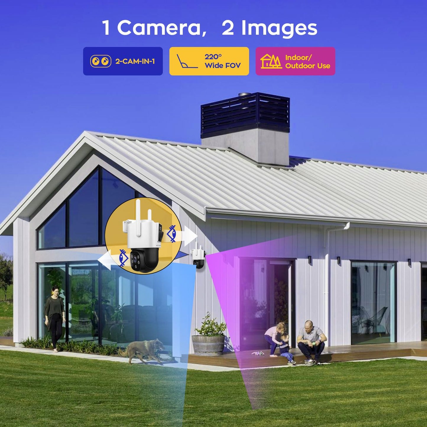 XMARTO [10 Dual-Lens Camera Bundle] 20-View Long Range WiFi6 Mesh Security System, 16CH 4K Dual Band NVR, 4MP 180°+Static FOV & 360°PTZ AI Tracking, 24/7 Plug-in Surveillance, 1TB HDD, No Monthly Fee