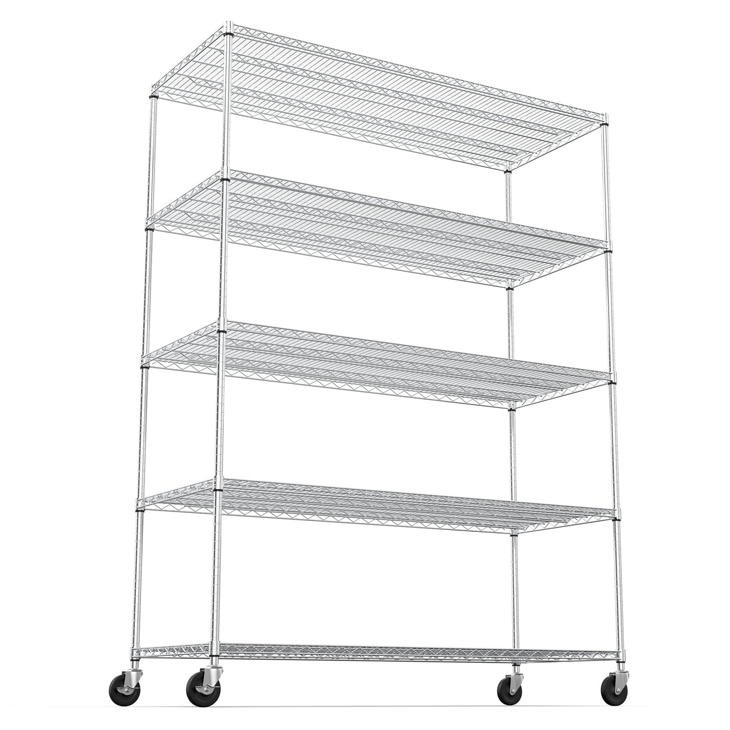 5 Tier 7500lbs Capacity NSF Metal Shelf Wire Shelving Unit, Heavy Duty Adjustable Storage Rack with Wheels & Shelf Liners for Commercial Grade Utility Steel Storage Rack, Chrome - 82"H x 60"L x 24"D