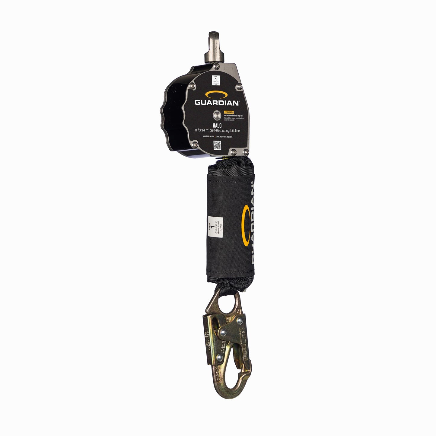 Guardian 10900 Halo Web Personal Self Retracting Lifeline (SRL) | 11 ft | Carabiner Included | Swivel Top | Steel Snap Hook | Class 1 | ANSI and OSHA Compliant