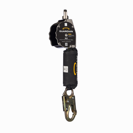 Guardian 10900 Halo Web Personal Self Retracting Lifeline (SRL) | 11 ft | Carabiner Included | Swivel Top | Steel Snap Hook | Class 1 | ANSI and OSHA Compliant