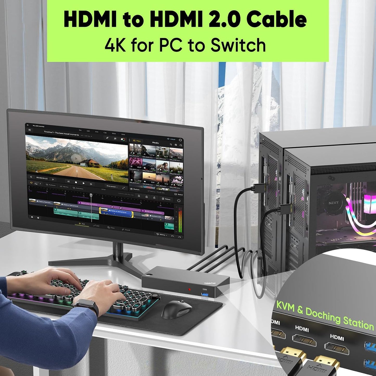 1FT 5-Pack, 4K 1FT Multi-pack,Slim 2.0 1 4K@60Hz,2K@165/144Hz,HDCP 2.2, CL3 Short HDMI Cable HDMI to HDMI Cable HDMI