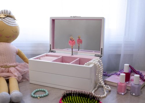 Cottage Garden Musical Jewelry Box - Ballerina White with Silver Tone | 10-Inch Plays Dance of The Sugar Plum Fairy