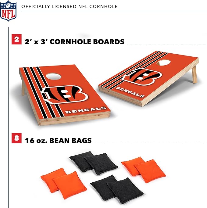 NFL 2' x 3' Solid Wood Cornhole Set with Direct Print HD Team Graphics – Great Gift for Any Football Fan! Bean Bag Toss Family Outdoor Games