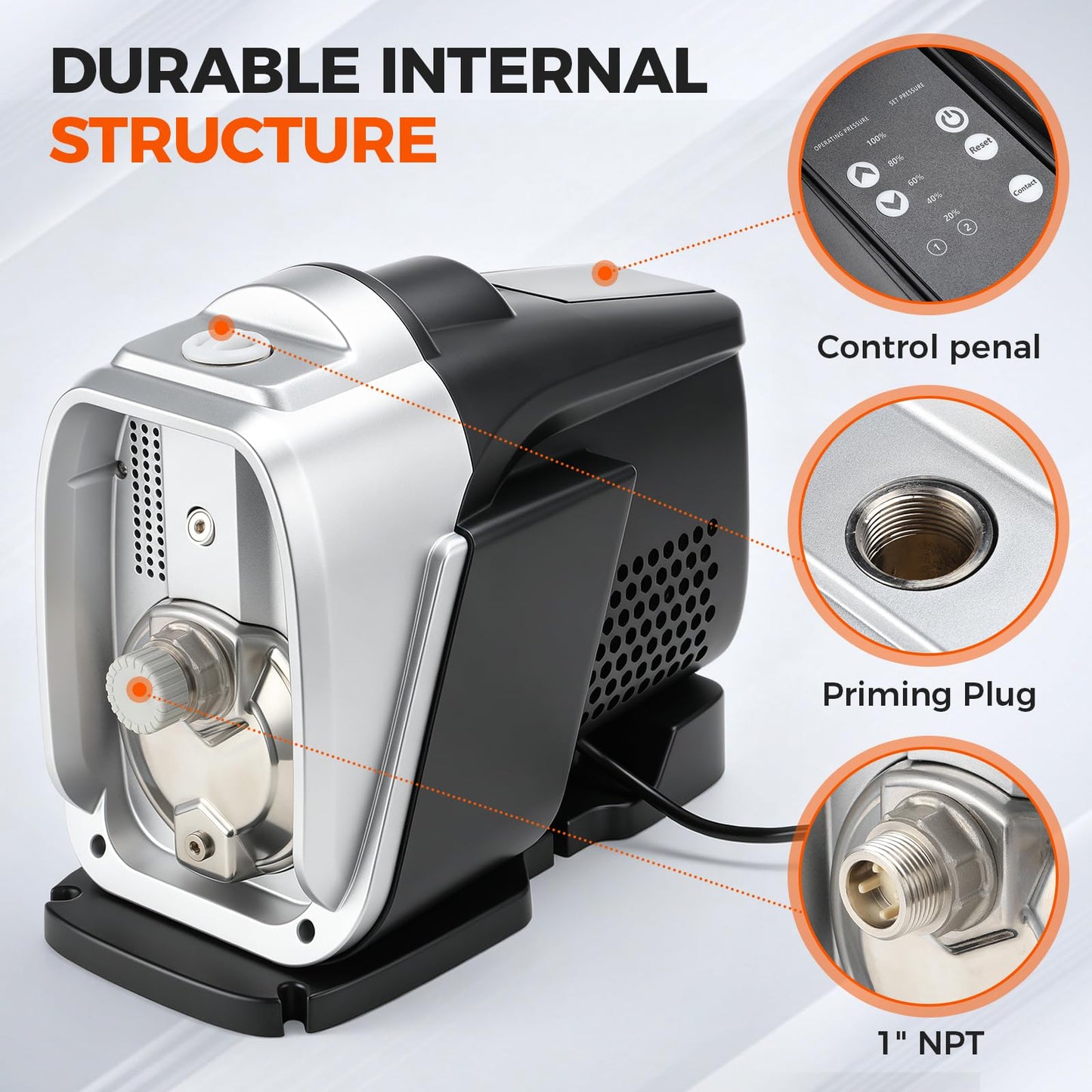 80 PSI Water Pressure Booster Pump for Whole House, 3/4 HP Intelligent Constant Pressure Pump, 115V Self-Priming Shallow Well Jet Pump for Home, Garden & Shower OE# 98562818