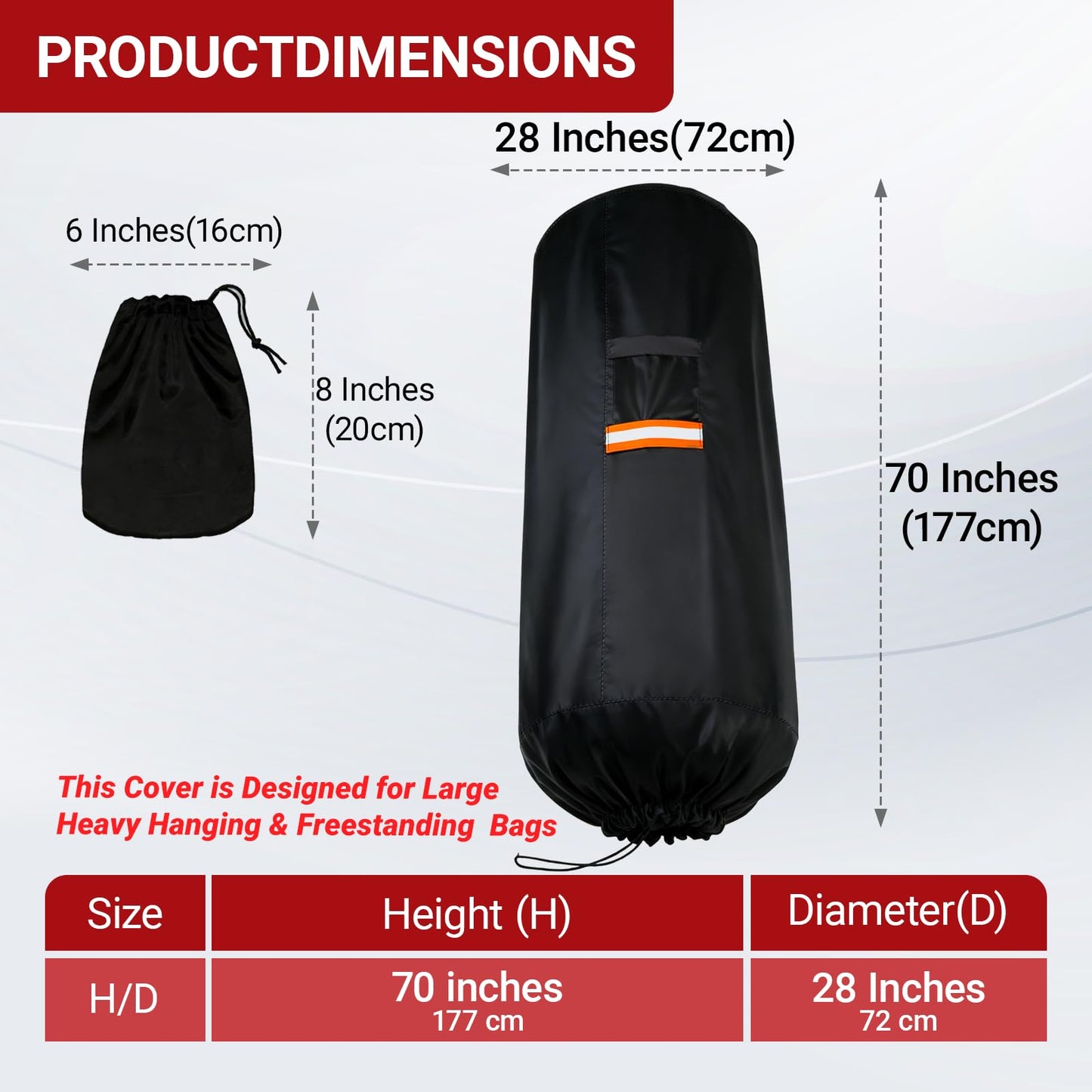 AAOWEEY Free Standing Punching Bag Cover Outdoor Waterproof 420D Oxford Fabric, Full Protector for Boxing Dummy and Stand, Heavy Duty Cover Design for Large Heavy BOB Punching Bag 70" H x 28" D