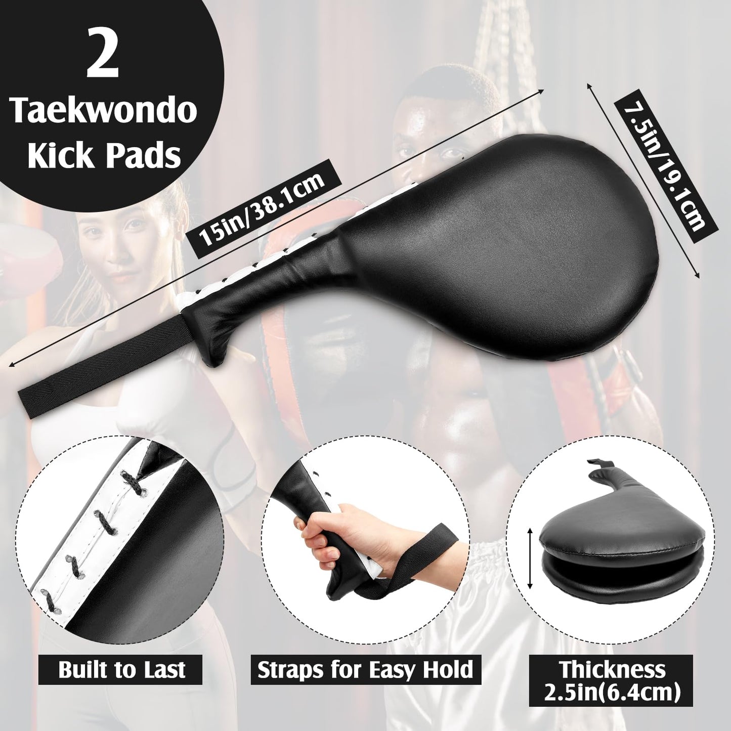 Gemscream 10 In1 Punching Mitts Kick Pad Set Taekwondo Pads Boxing Mitts Focus Pads Boxing Gloves Safety Head Guard Wrist Band for Kickboxing, Karate, Muay Thai, MMA Training(Black)