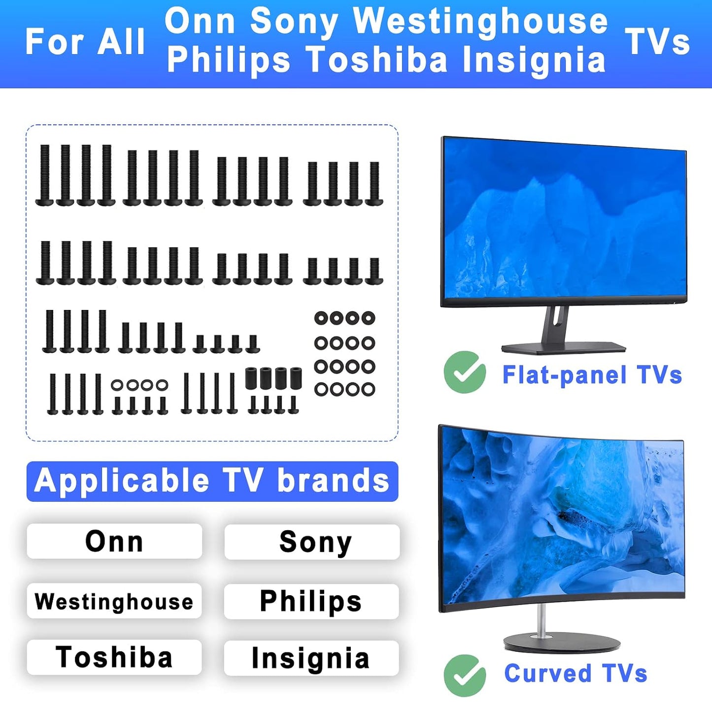 Maozhren M4, M5, M6, M8 Universal TV Mount Kit for Onn, Sony, Westinghouse, Philips, Toshiba, Insignia - Includes TV