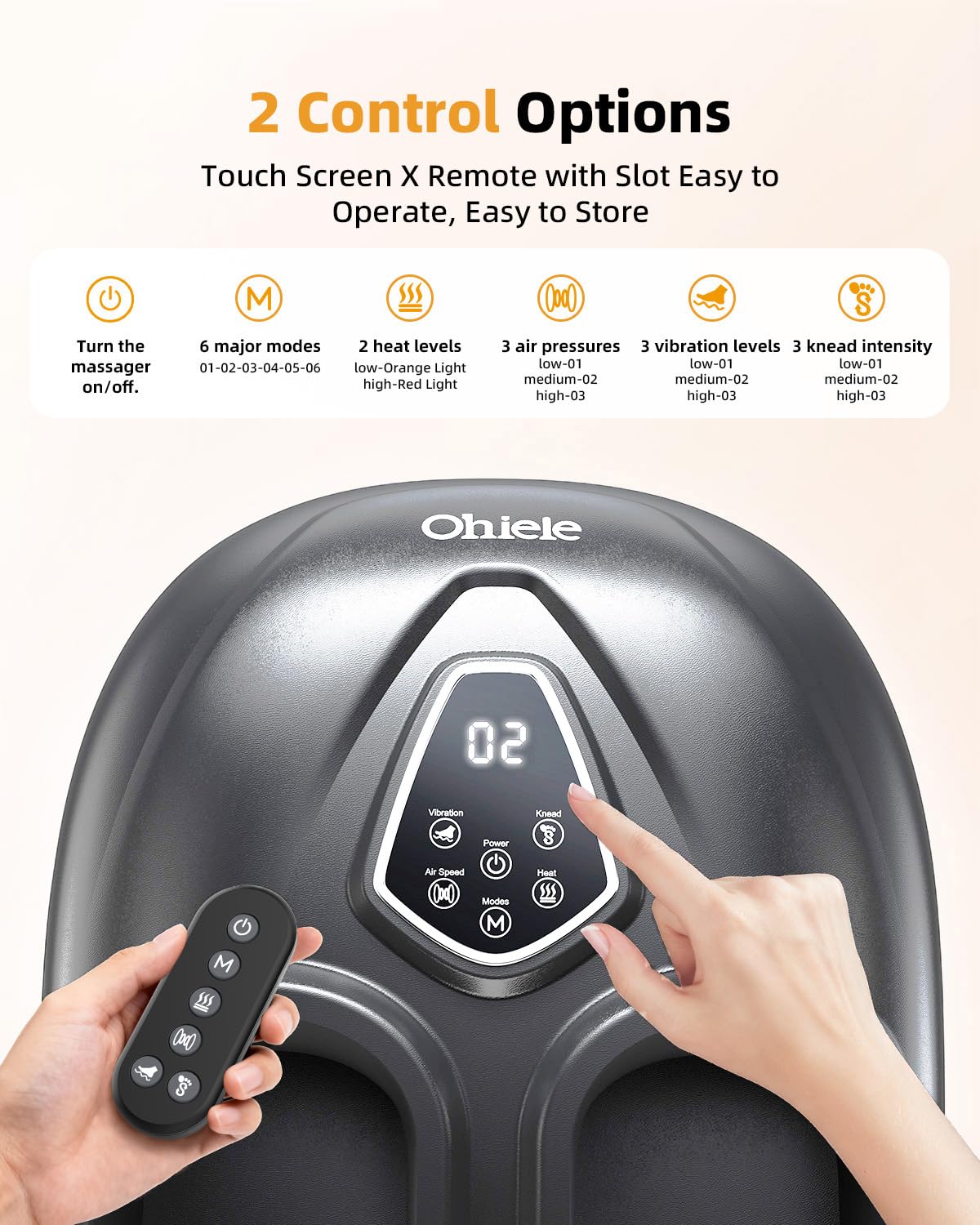 Ohiele Foot Massager with Heat, Shiatsu Foot Massager with Remote, Electric Feet Massage Machine for Neuropathy,Plantar Fasciitis, Circulation, FSA Eligible HSA Store Eligible Massager (Black,Corded)