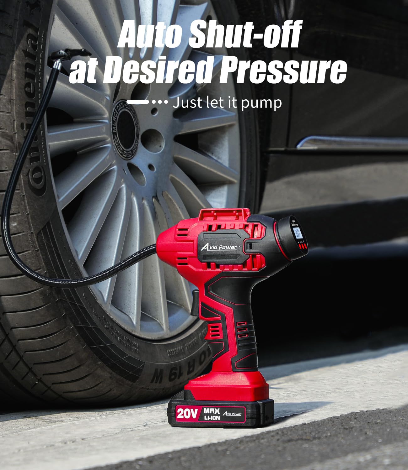 AVID POWER Tire Inflator Portable Air Compressor, with 12V DC Adapter and Digital Pressure Gauge, bundle with 1200W Car Polisher, 6 Variable Speed 1000-3500 RPM, Rotary Buffer Waxer Kit