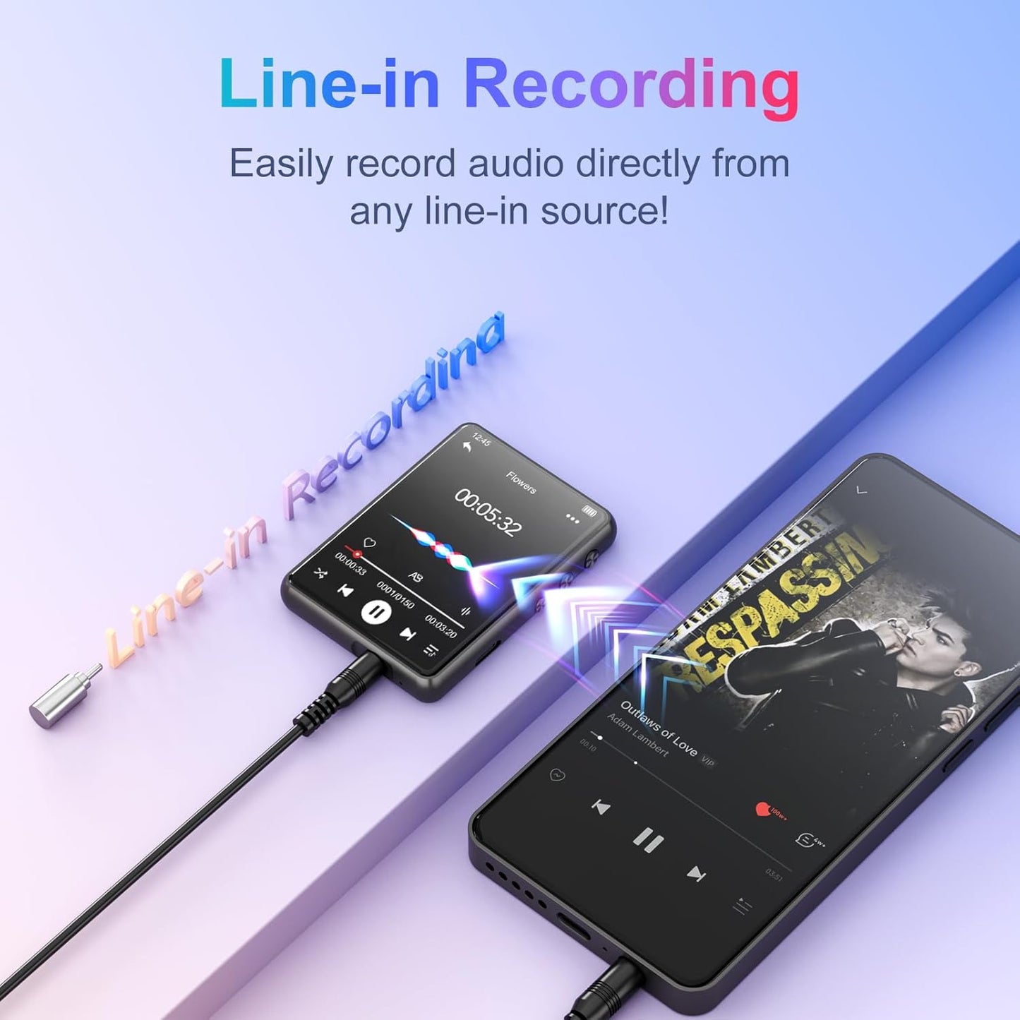 MECHEN 64GB MP3 5.3 2.4" 128GB. Player Bluetooth with Full Touch ScreenPortable Digital Music Player with SpeakerFM