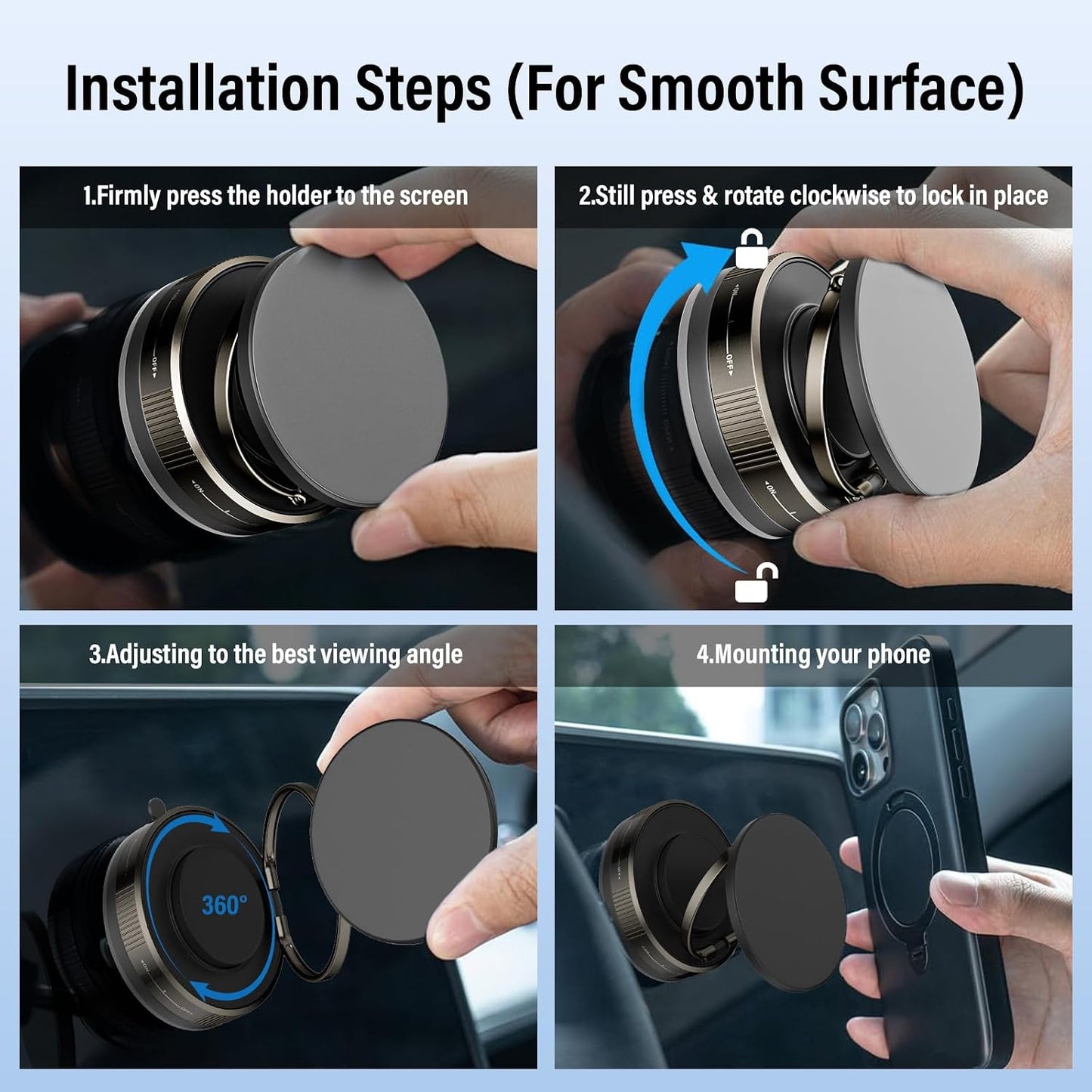 Belcompany 2025 360 Upgraded Vacuum Magnetic Phone Holder, Magnetic Suction Phone Mount for MagSafe, Foldable