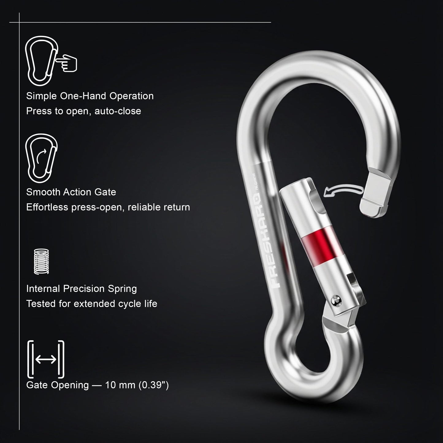 FresKaro Carabiner Clip, Heavy Duty Carabiners, Spring Snap Wire Gate Carbineers, Key and Keychain Karabiner 3inch, Strong Aluminum Caribiniers Hook, Fitness Accessories, Gourd Clips, 3Pack