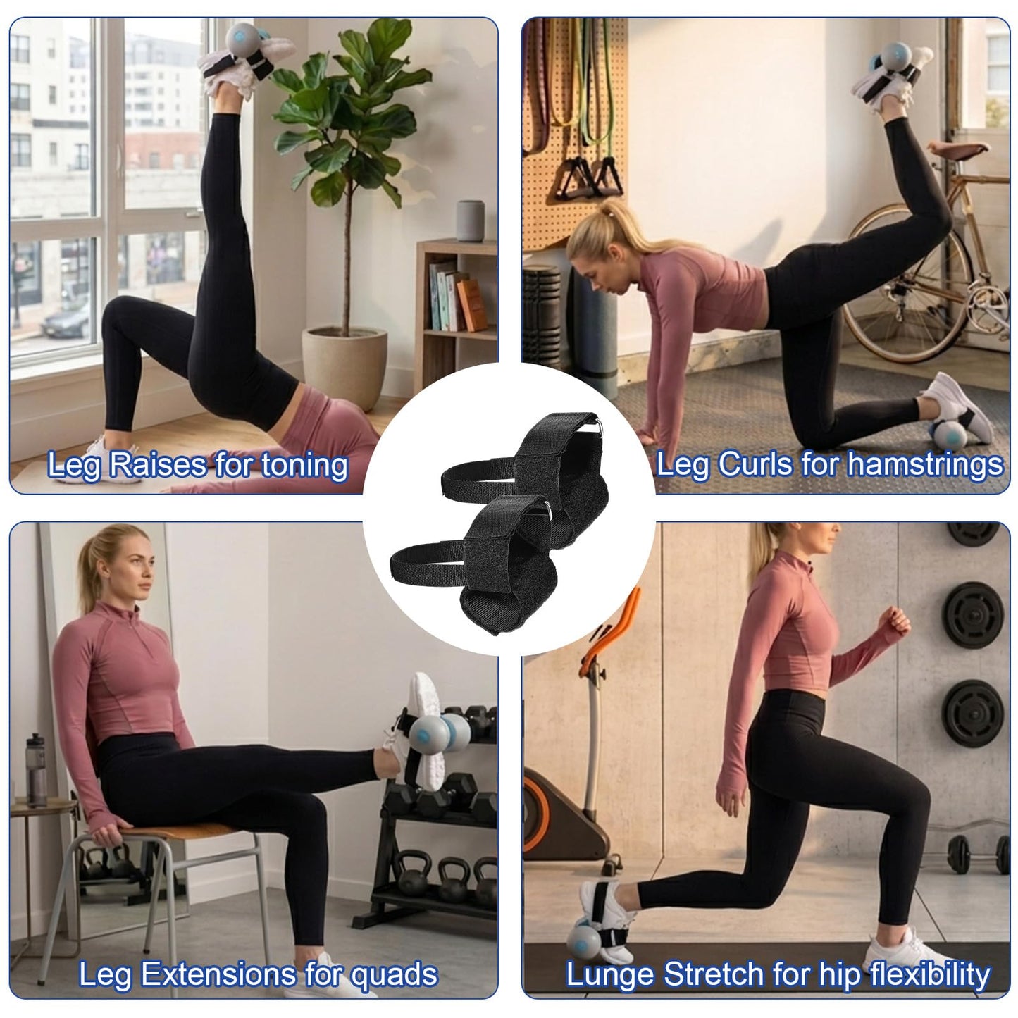 2 Pcs Dumbbell Foot Attachment, Tibialis Trainer Ankle Straps for Leg Extension Attachment, Hamstring Curl, Leg Curl and Shin Training, Home Gym Equipment for Tib Raises and Lower Body Workouts