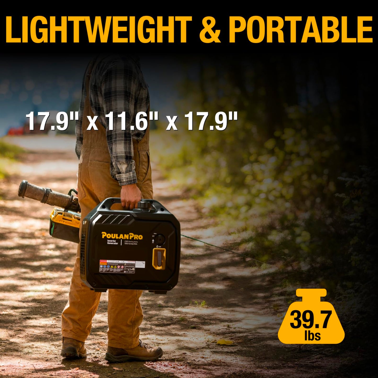Poulan Pro 2300W Portable Inverter Generator, Quiet Gas Powered Generator for Home Backup, Camping & RV, with USB Ports, ECO Mode, Parallel Ready, CO Sensor, EPA Compliant