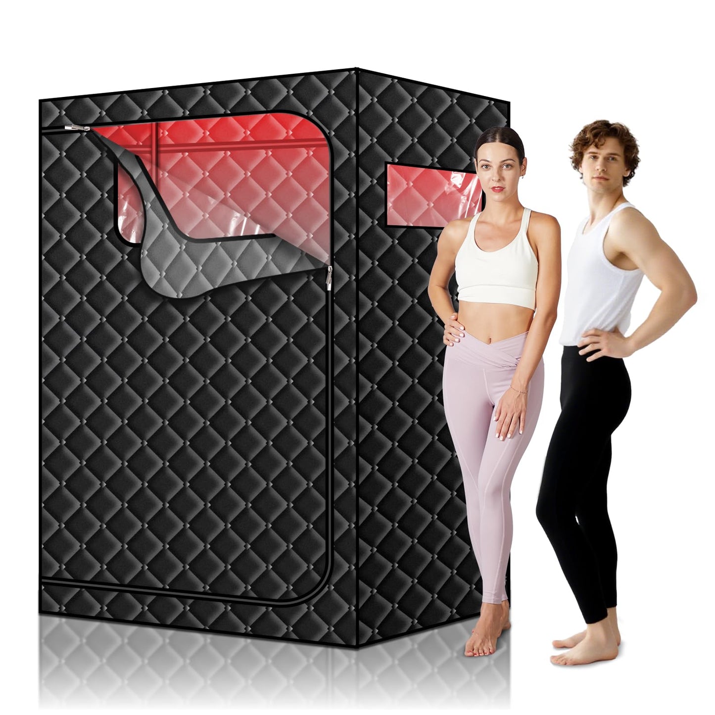 TaTalife Upgraded Hot Air Sauna, 1 or 2 Person Sauna Tent, 1500W & 159°F Portable Dry Wind Saunas, with 660nm Red Light, 2 Folding Chairs, X-Large Full Size Indoor SPA Tent for Body Recovery（110V）