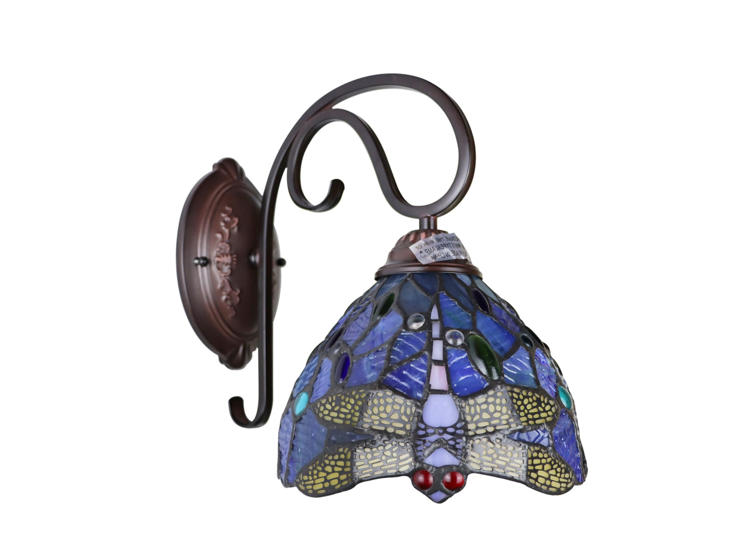 Chloe Lighting Wall Sconce Dragonfly Tiffany-Style Dark Bronze 1 Light 8in Wide Multicolor CH3T524BD08-WS1