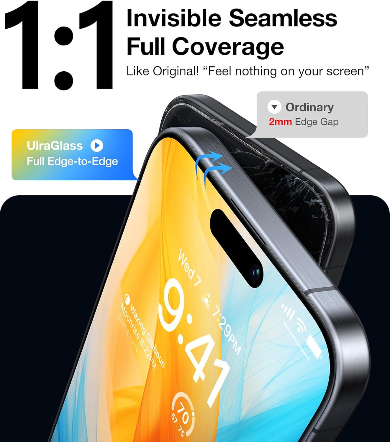 9H+ 13 13 [2025 2 Packs UltraGlass TOP Glass for iPhone Screen Protector Glass [Military Grade Shatterproof & Longest