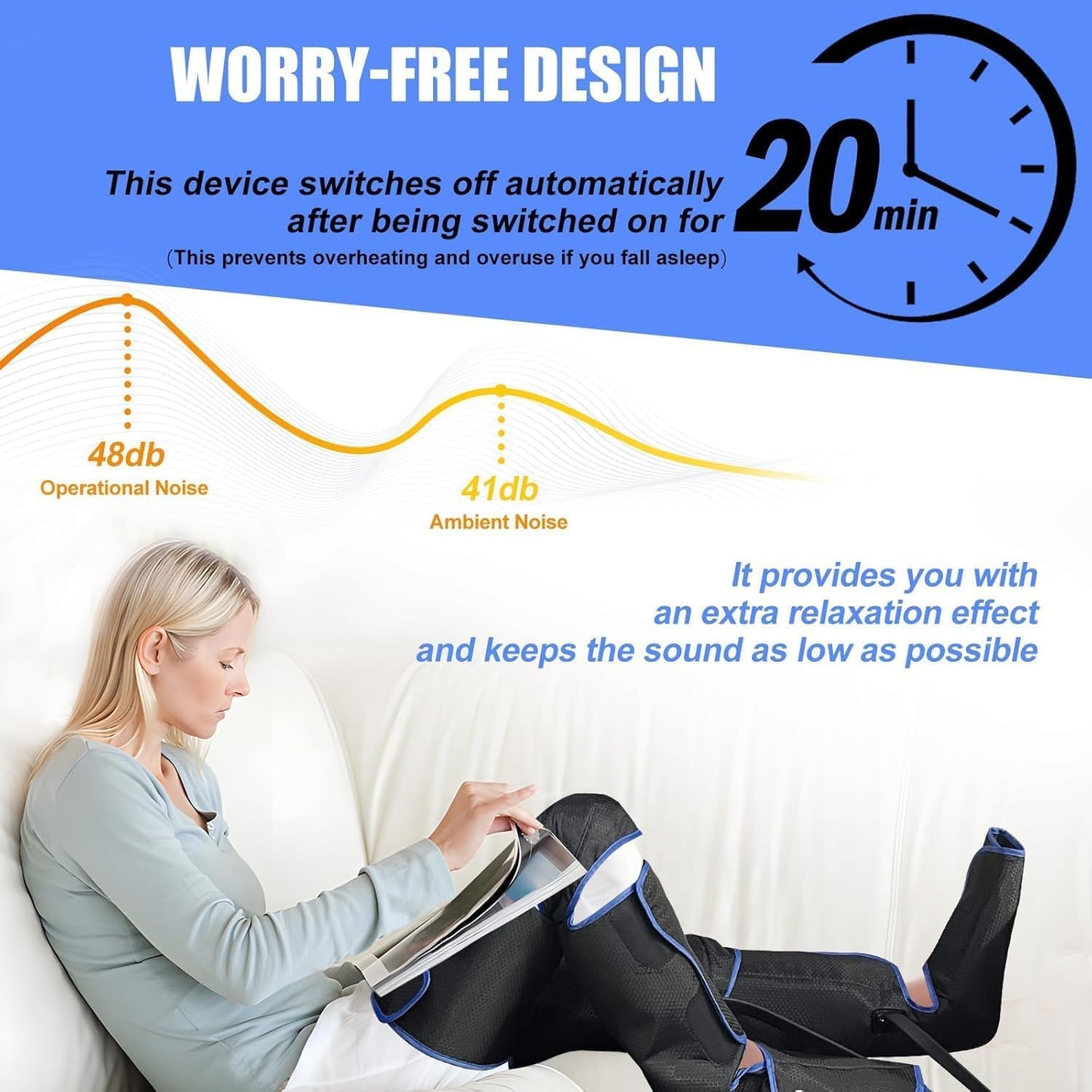 FinityPro FSA Air Compression Leg Massager for Circulation and Pain Relief, Full Leg Compression Boots with Adjustable Extension Straps for Foot Calf Thigh, 3 Modes & 20-Min Auto Shut-Off