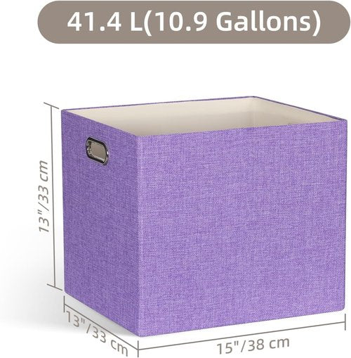 Foldable Storage Cube Bins by [Brand Name] - 13x15x13 Fabric Organizer Baskets | 4 Pack in Purple for Home & Office