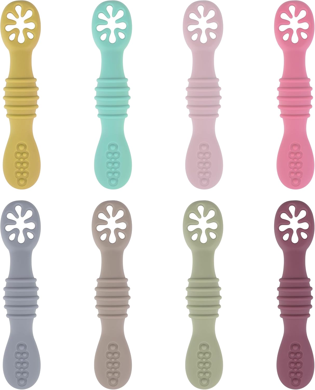 Skiennix Baby Led Weaning Utensils - 8 Pcs Silicone Self-Feeding Spoons for 6+ Months - Multicolor