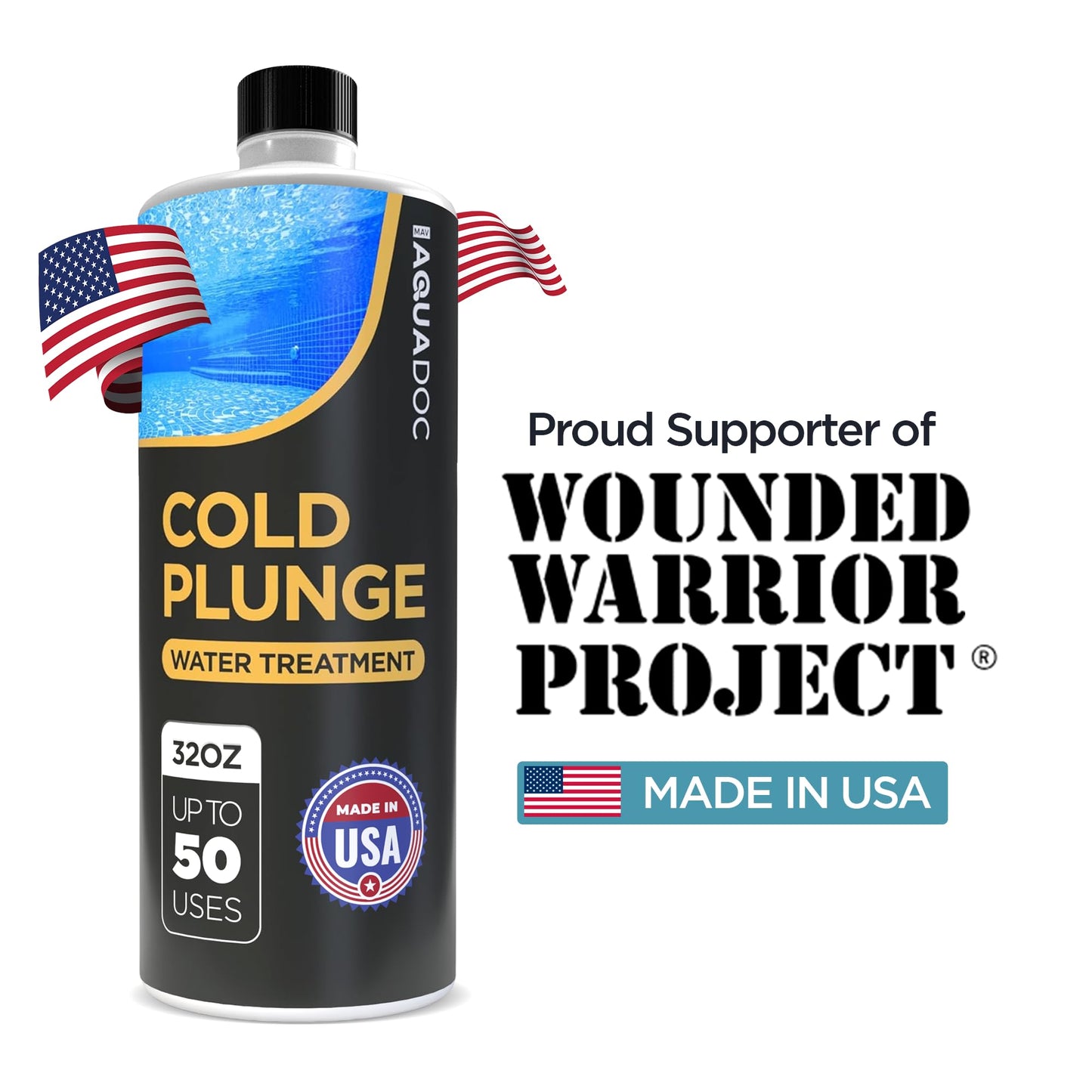 AquaDoc Cold Plunge Water Treatment - 32 oz - Ice Bath Cleaner and Water Stabilizer - Cold Plunge Weekly Treatment for Fresh Water - Made in USA