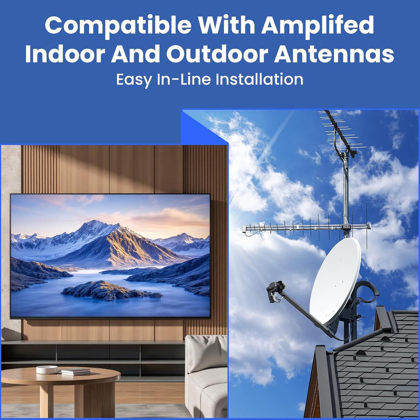 DALQUIS 2Pcs 5G 4G 5G 5-608 LTE Filter for TV Antennas, Reduce Interference Pixilation Deliver Crystal-Clear Digital TV