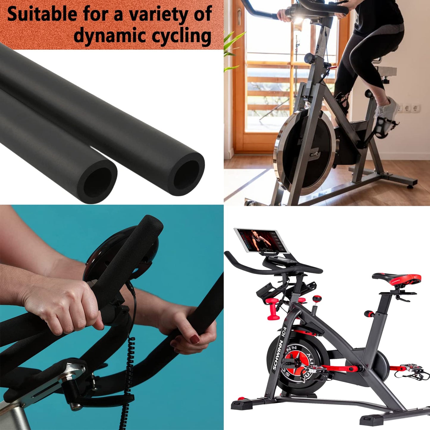 Taeku Foam Handle Grip Covers, 1 Pair Anti-Slip NPVC Tubing Sleeves Comfort Grip for Fitness Equipment, Garden Tools, Stroller Handles 15in