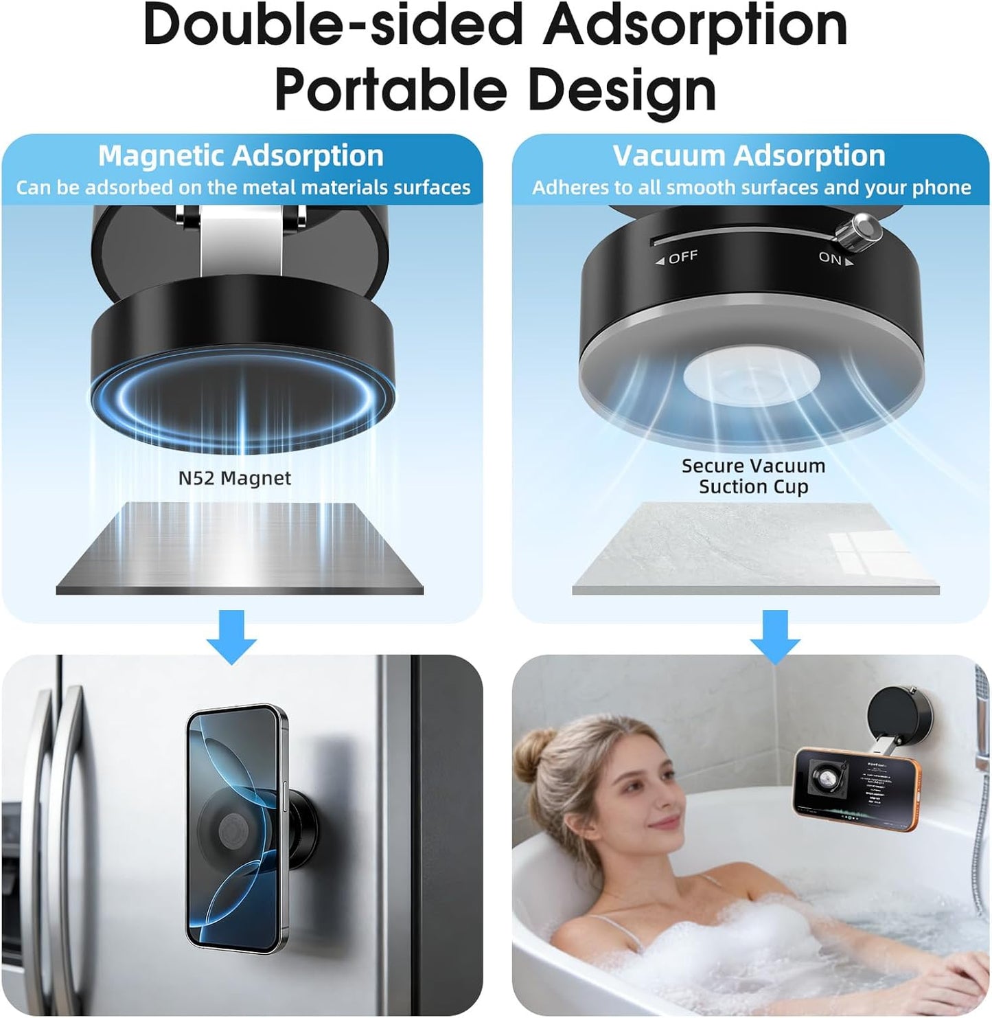 Ankndo Vacuum Suction Phone Holder-Vacuum Magnetic Phone Mount Suction Cup Car Phone Holder Suction Phone mount Use on