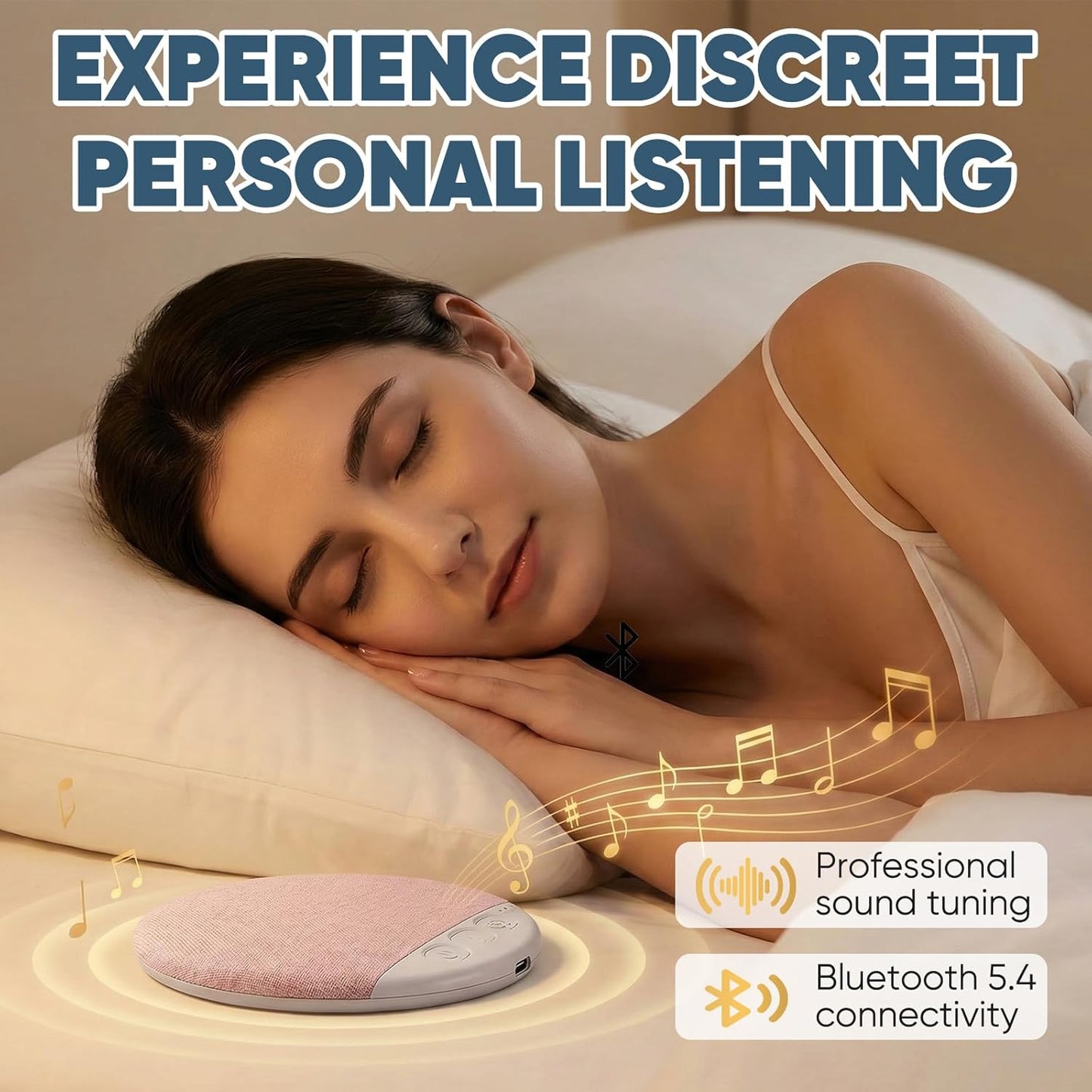 Viuvoiul 2026 Sleep Pillow Speaker, New Bluetooth Pillow Speaker,Portable Bluetooth Under Pillow Speaker with White