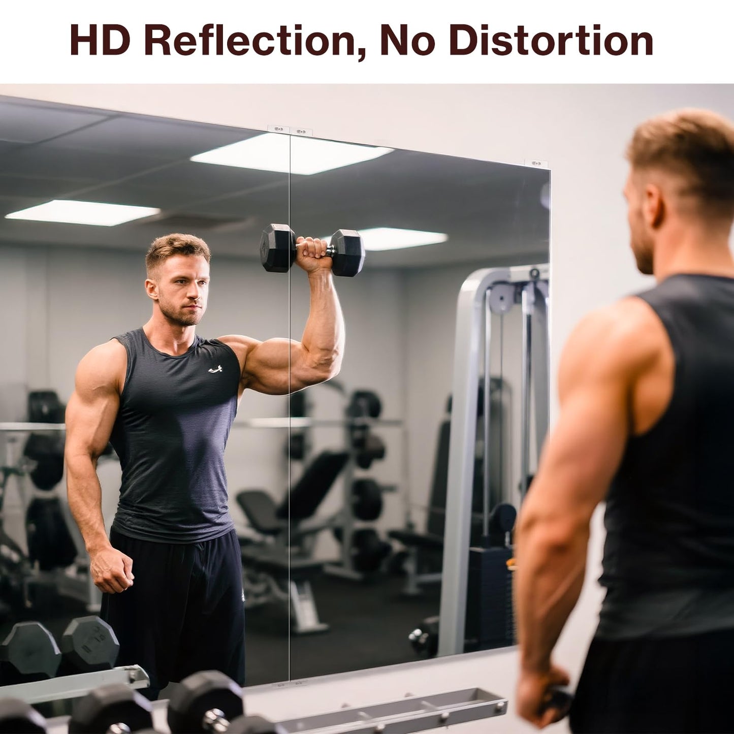 BRIVUE Gym Mirror - 60" x 48" (2PCS of 60" x 24") Frameless Wall Mirrors, Easy Installation Unbreakable Non-Glass Nanomirror, Ideal for Dance, Yoga, Workout, Home Gym, Rehearse, Pilates, Kids Room