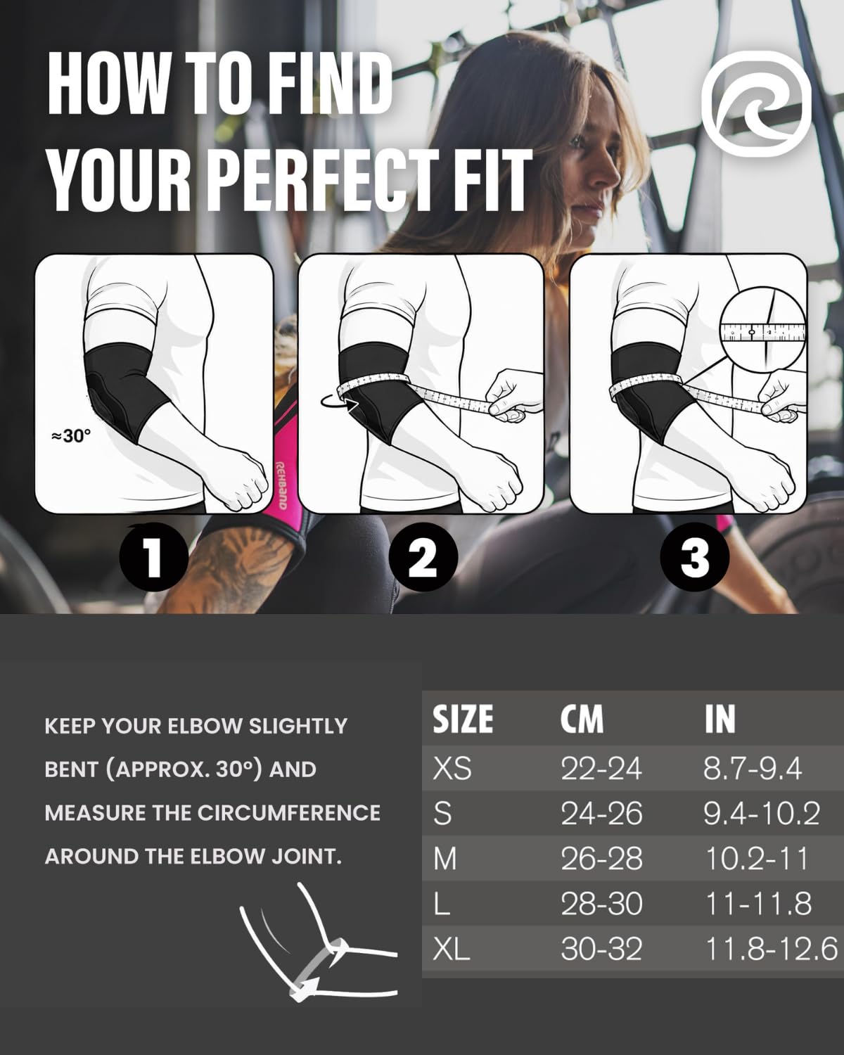 Rehband Elbow 5mm Compression Sleeve, Neoprene Elbow Sleeves for Weightlifting, Anatomical Design, Non-Slip & Close Fitting, Elbow Support Unisex, Colour:Carbon/Black, Size:X-Large
