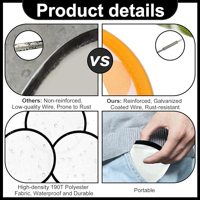 1PC Foldable Flying Disc Fans with Bags, 9.8'' DIY Handheld Black Egde Fabric Folding Fan for Outdoor Game Activities Birthday Party Favors End of Year Student Gifts, White