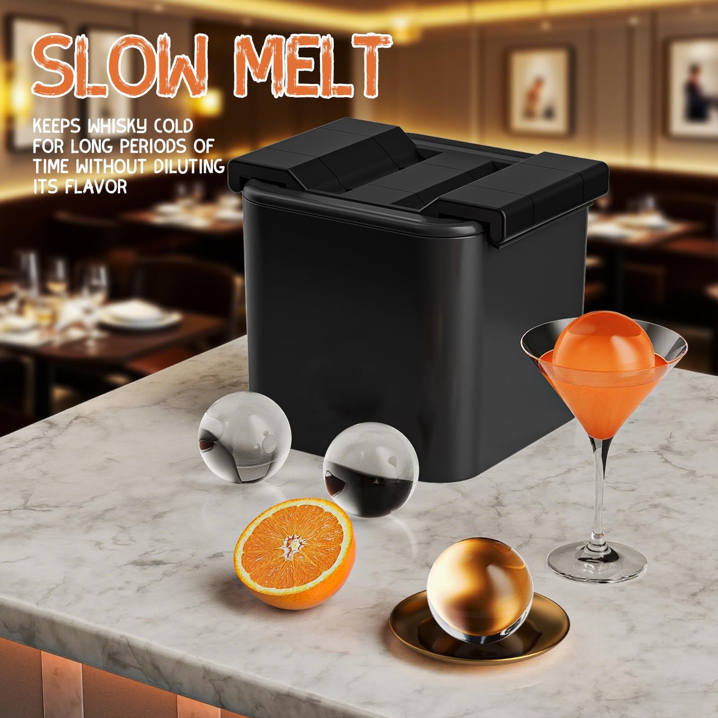 Clear Ice Ball Maker Mold,4 Cavity Ice Sphere Mold for Whiskey,2.36" Whiskey Ice Ball Mold,Idea Gifts for Dad Boyfriend Boss Men who Have Everything
