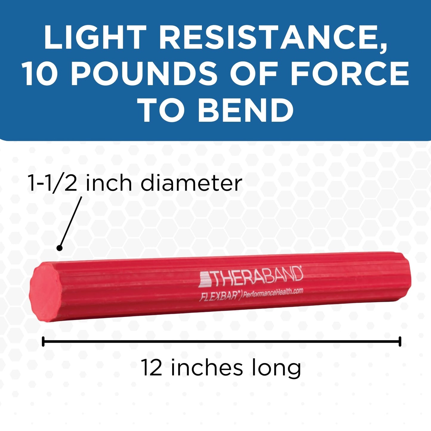 THERABAND FlexBar Resistance Bar, Light, Red Flex Therapy Bar for Physical Therapy, Wrist & Forearm Exercise Equipment, Non Slip Grip, Compact Design