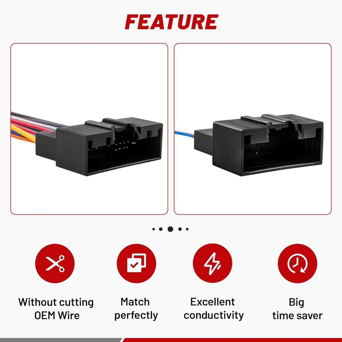2014-2019, 2013-2018 RED WOLF Stereo Wiring Harness w/Antenna Adapter Connector Plug for Ford Transit Fiesta