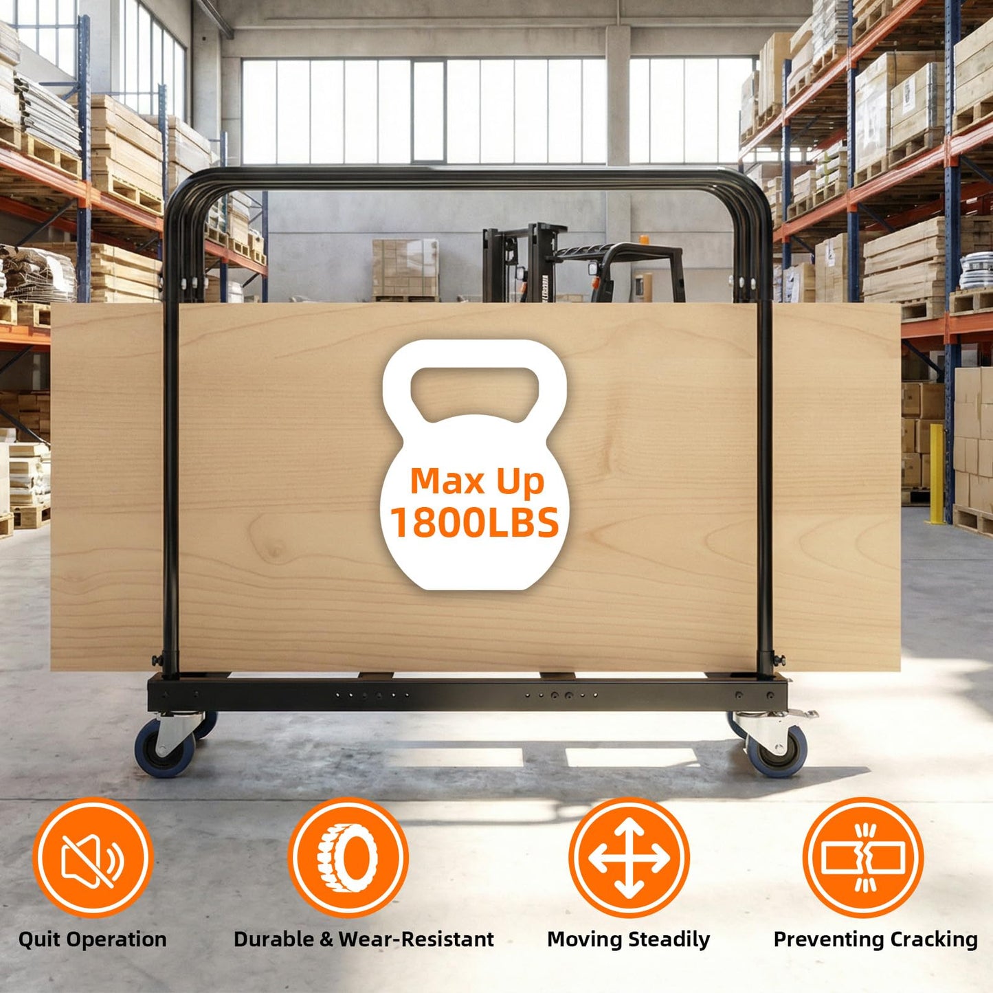GAMINA KAVISI Folding Table Cart, 1800lb Panel Carts with Swivel Wheels, Heavy Duty Drywall Cart for Moving Lumber, Folding Table, Sheetrock, 10 Table Capacity for Hotels, Factories, Warehouses.