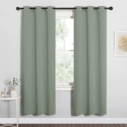 NICETOWN Blackout Curtain Panels - Thermal Insulated Draperies in Greyish Green | 34 x 72 Inches, 1 Pair