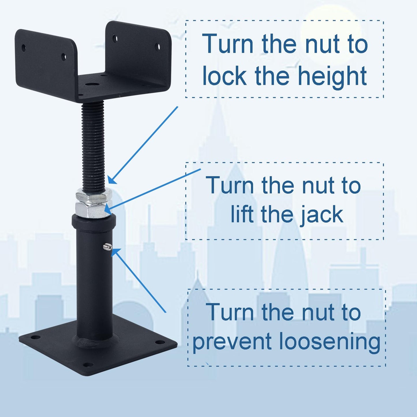 YMSZGBZG 4 Pack U-Shaped Floor Jack, Heavy Duty Adjustable Steel Telepost with U-Head for 4x2, 4x4, 4x6 Joists, 6-9 Inch Adjustment Range, Screw Jack Post for Beam Support & Leveling