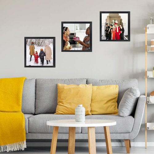 JCJMY 7x7 Black Picture Frame - Versatile Wall & Tabletop Display with Shatter-Resistant Plexiglass