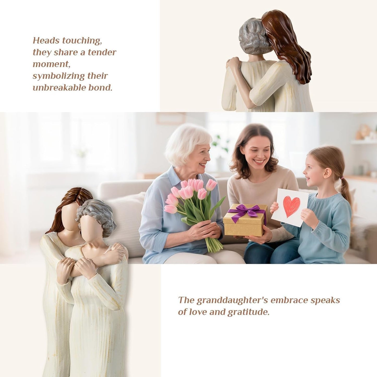 Storieme Grandma Figurine - Heartwarming Birthday Gift from Granddaughter | Perfect for Mother's Day & Christmas