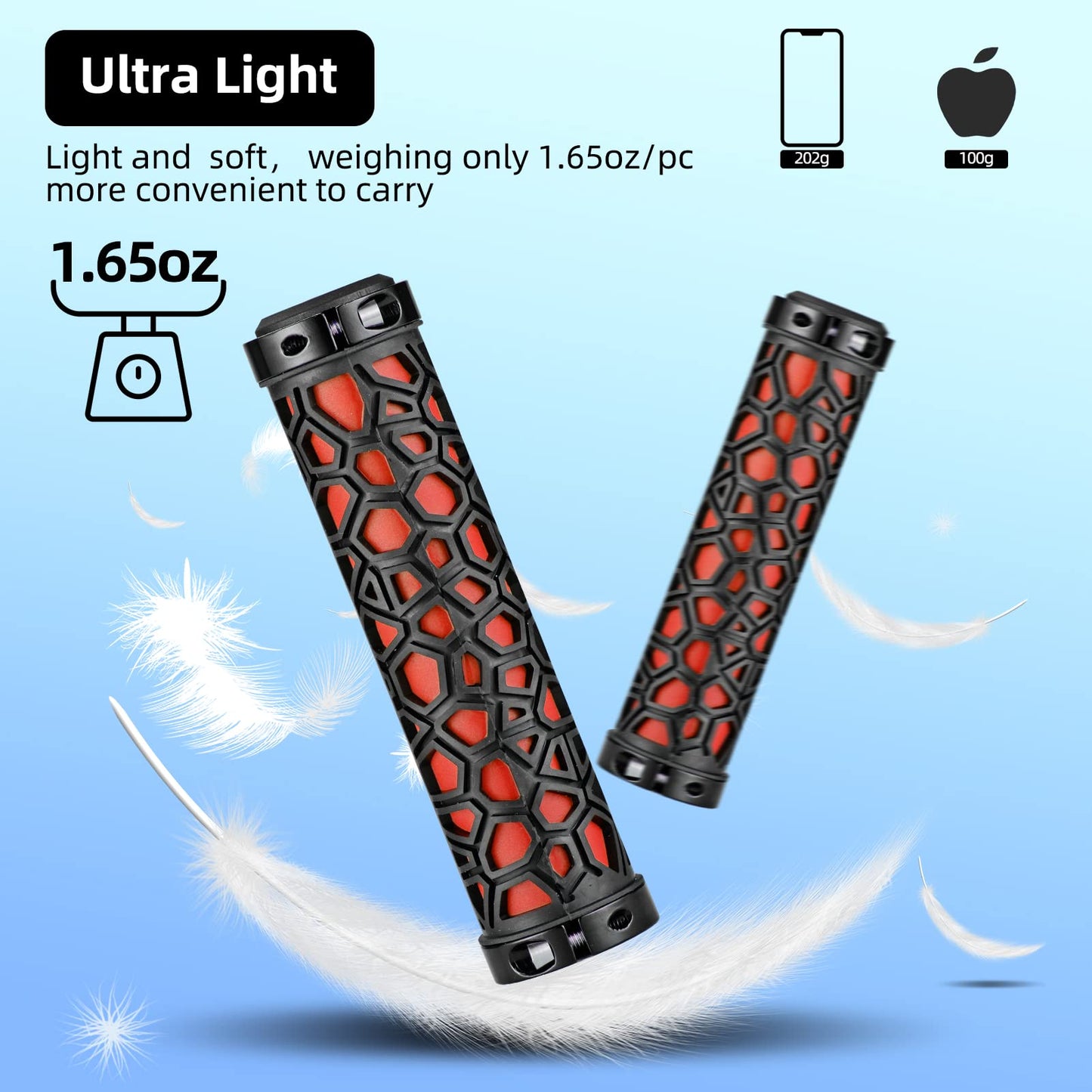 ROCKBROS Bike Handlebar Grips Double Lock-on Bike Grips Non-Slip Bicycle Handlebar Grips for MTB, BMX, Scooters, Folding Bikes 22.2mm
