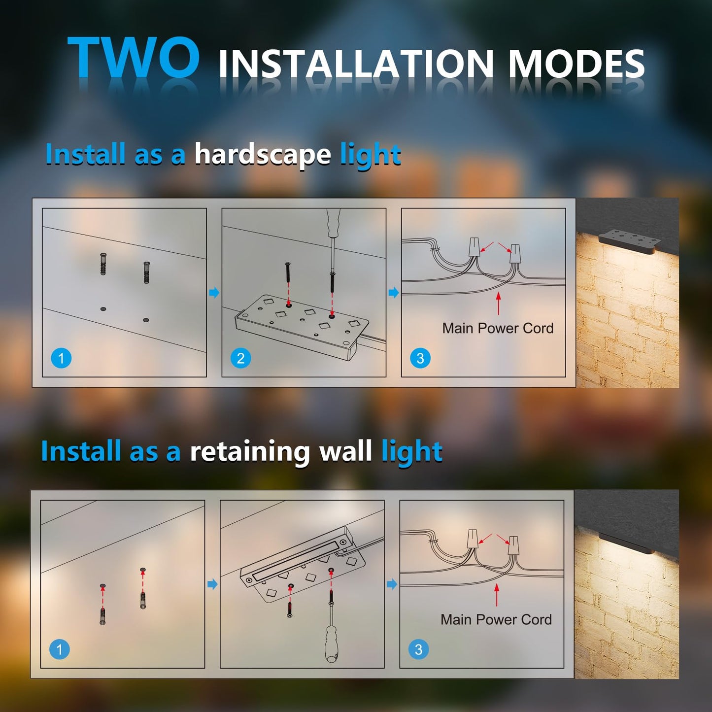 VOLISUN 7 Inch Retaining Wall Lights, IP67 Waterproof Hardscape Lighting, Cuttable Low Voltage Lighting, 12V Paver Lights, 2.8W Outdoor Step Landscape Lights, 2700K Soft White (12 Pack)
