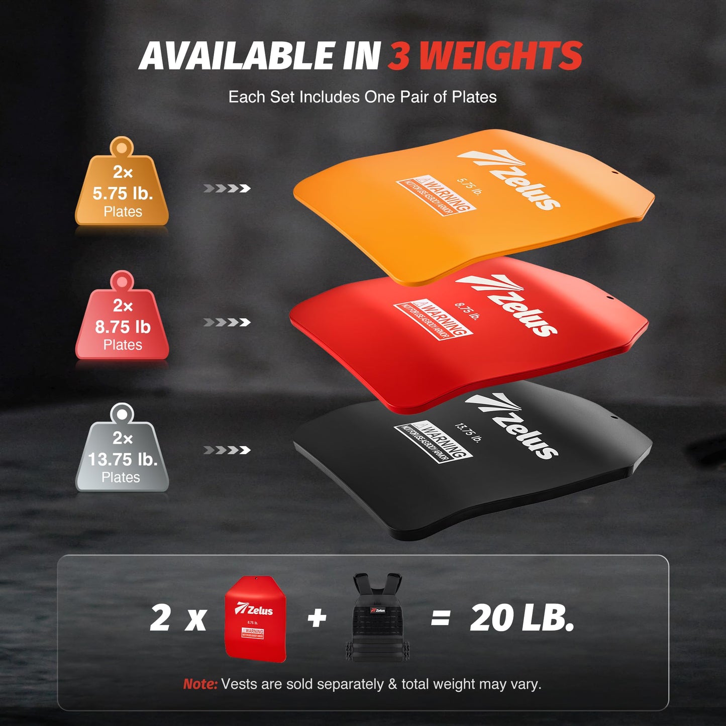ZELUS Curved Weighted Vest Plates for Workout, 8.75LB Pairs Steel Weight Plates for Tactical Weight Vest, Ergonomic Training Plates for Running, CrossFit & Strength Training