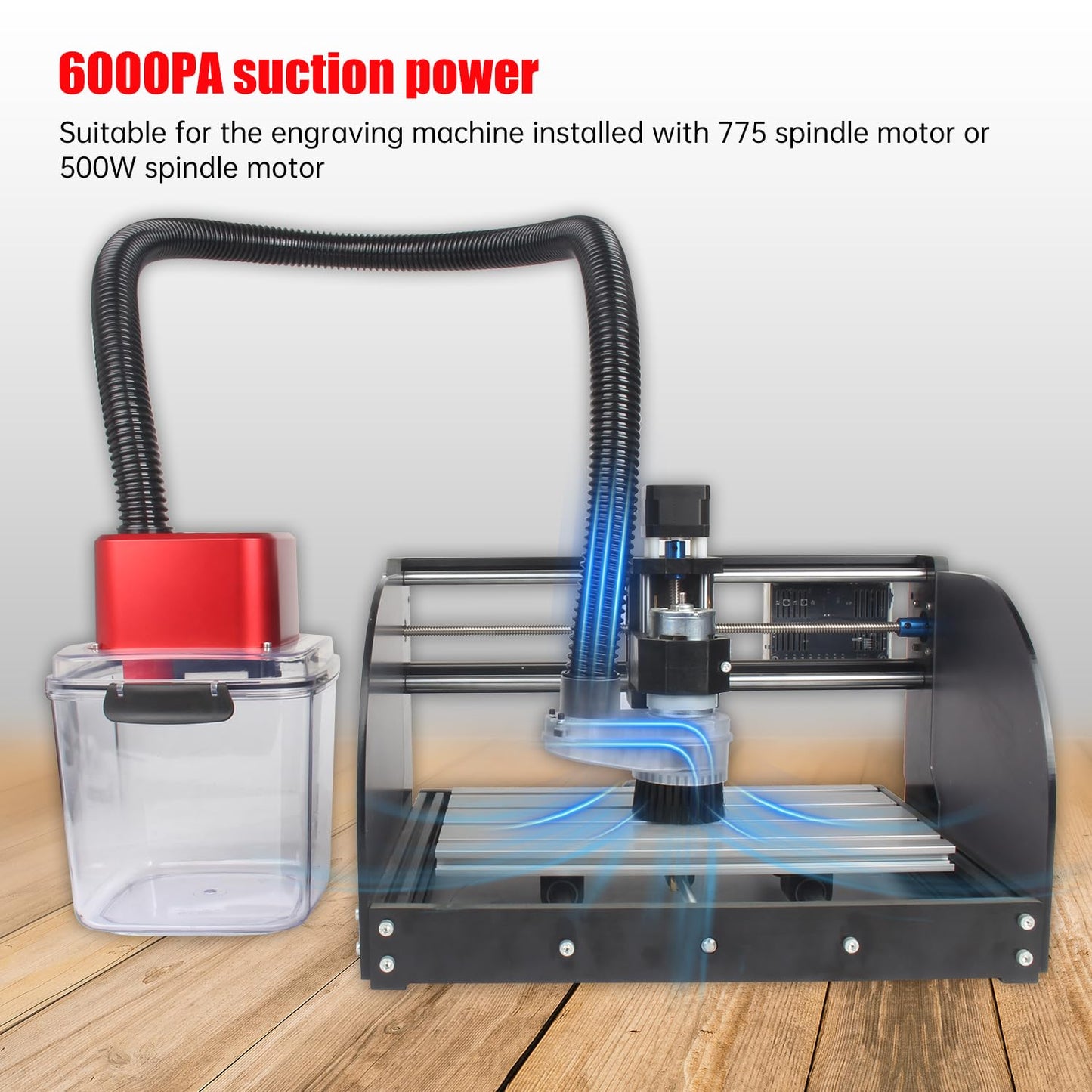 RATTMMOTOR CNC Vacuum Cleaner with Dust Shoe CNC Router Milling Machine Dust Collector, Support 775 Spindle/500W Spindle Motor's CNC Machine