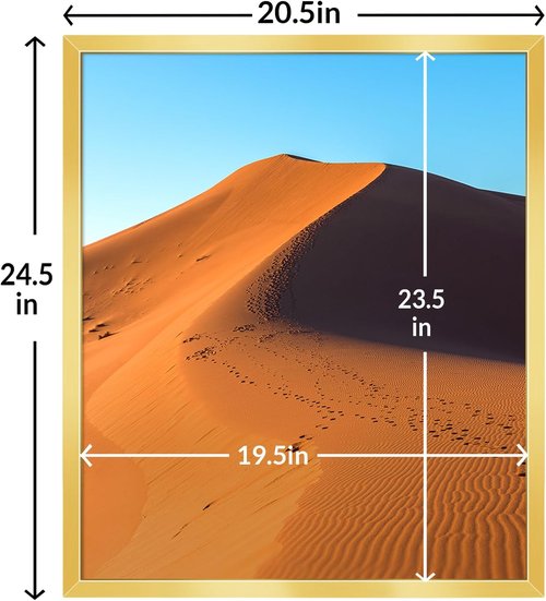 LaVie Home 20x24 Gold Picture Frame - HD Plexiglass Wall Display for Vertical/Horizontal Use