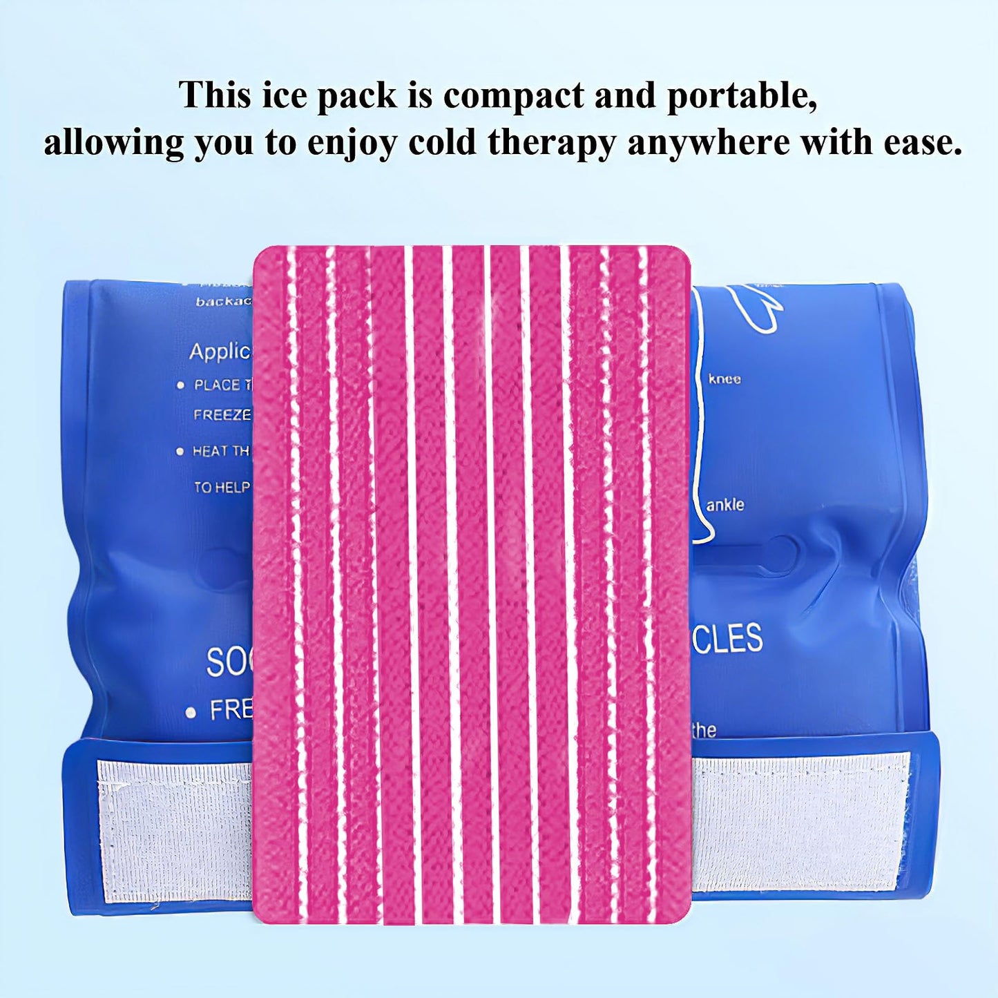 4-Pack Ice Pack Strap,Resuable,Stretchable- 35.5"x3" Adjustable Hook and Loop Elastic Holder & Extender Belt for Secure Ice Pack Wrap, Pink